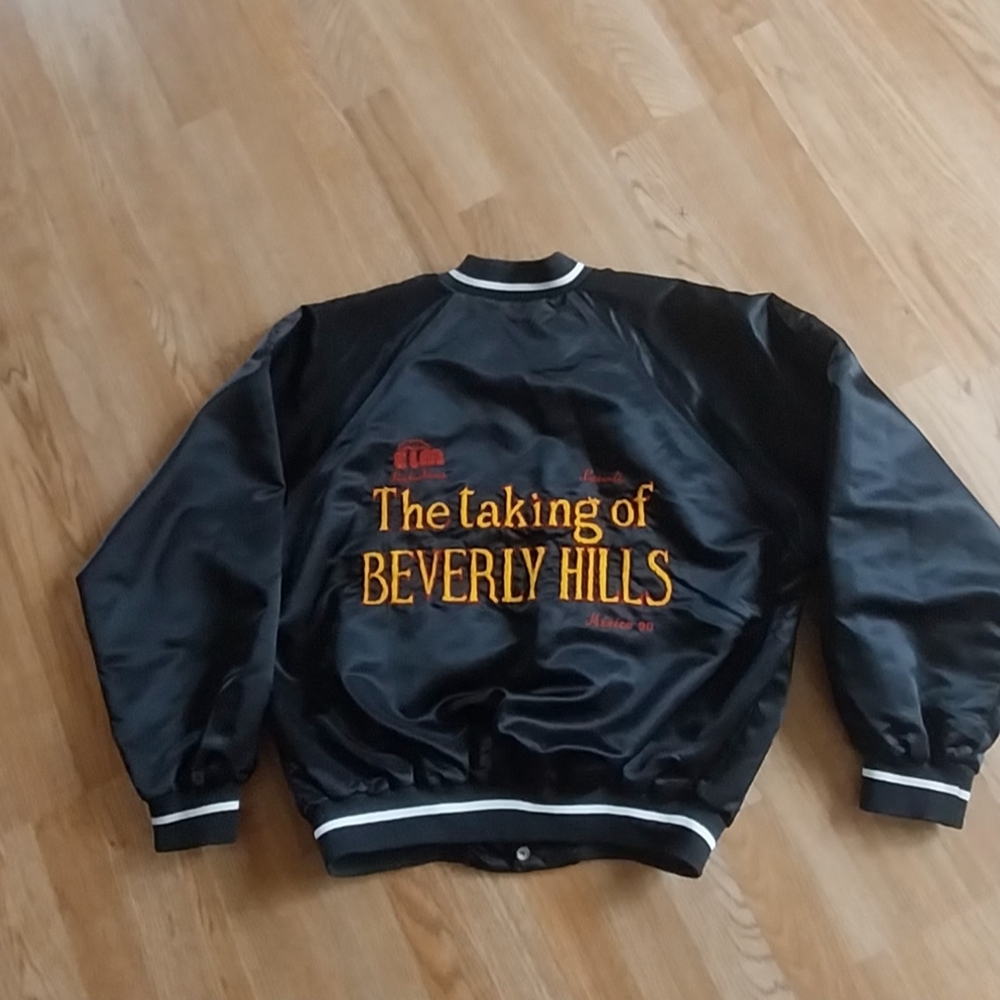 Black Bomber Jacket with Embroidered Design the muvie 90s the taking of beverly